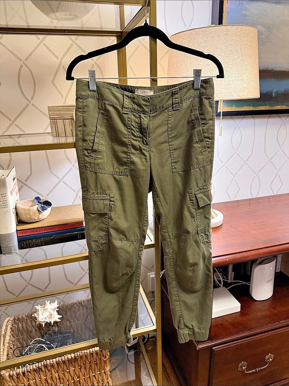 LOFT Utility Cargo Jogger Pants Olive